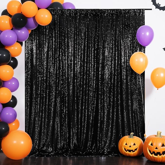 Eternal Beauty Black Sequin Backdrop, 4x7 Ft Halloween Glitter Background by EternalBeauty