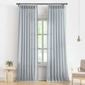 Vision Home Blue Grey Pinch Pleated Semi Sheer Curtains Textured Linen Blended by VisionHome