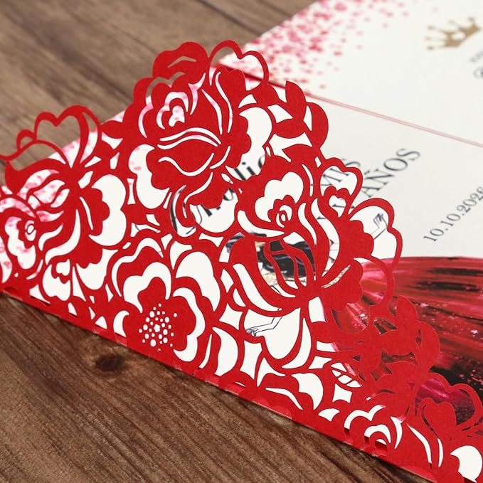 DORIS HOME 50pcs Laser Cut Quinceanera Invitation Pockets - Image 5