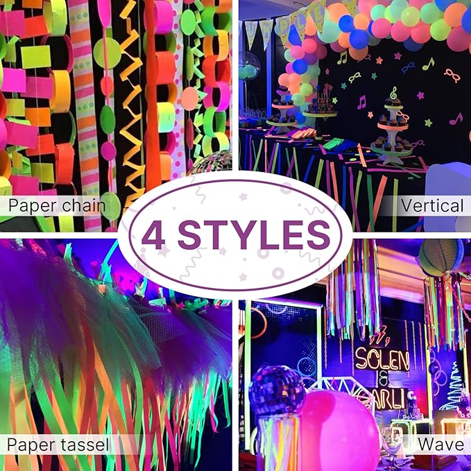 PartyWoo Purple Crepe Paper Streamers 4 Rolls 328 ft Pack of Neon Purple Crepe - Image 6