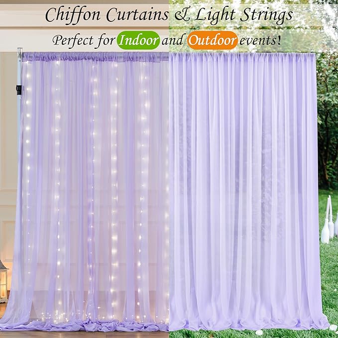 10ft x 10ft Lavender Chiffon Backdrop Curtain - Image 5