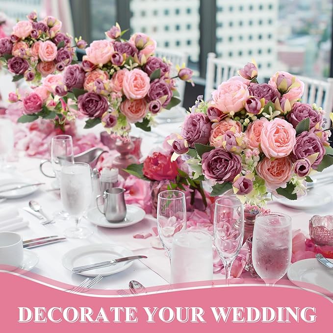 8 Bundles Artificial Peonies Flowers Boho Faux Flowers Arrangements Artificial - Image 4