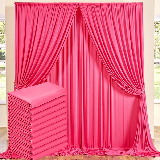 50 ft x 10 ft Wrinkle Free Fuchsia Backdrop Curtain by Outpain