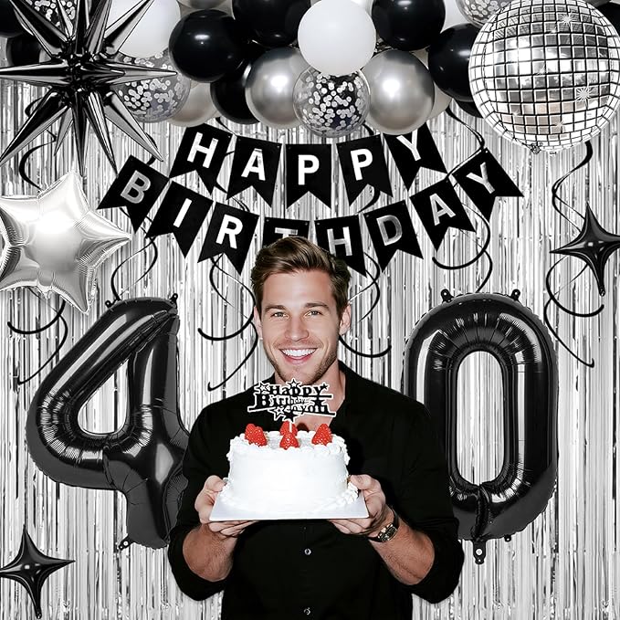 40th Birthday Decorations for Men Women, Fringe Curtains Kit - Image 3