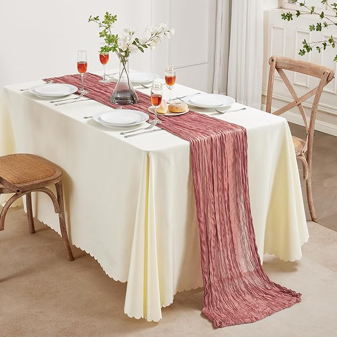 Cheesecloth Table Runner 10FT Long Boho Gauze Table Runner Rustic Sheer Runner - Image 7