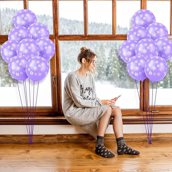 Skylety 40 Pieces Snowflake Balloons Bulk Winter Transparent Snowflake Latex - Image 4