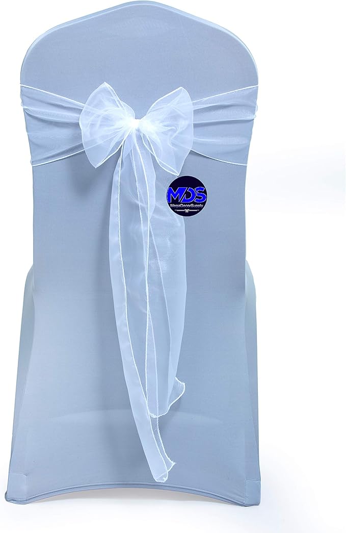 MDS Pack of 25 PCS Organza Chair Sashes Wider Dining Chair Bows Ribbon Tie Back by MDS