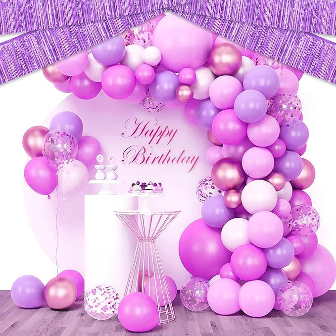 6 Pack 10 Feet Light Purple Foil Fringe Garland Metallic Tinsel Streamers - Image 3