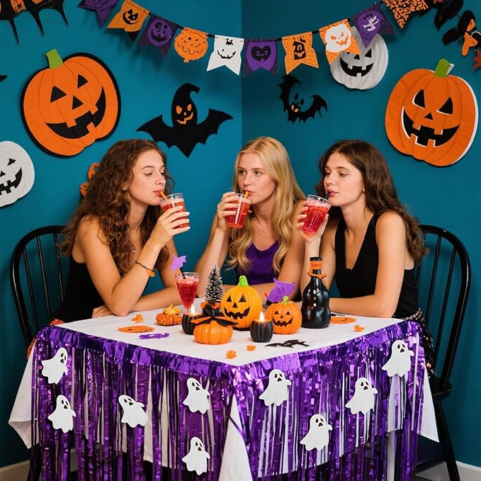 28x106 Inch Purple Sequin Tablecloth - Image 7