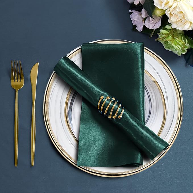 Horbaunal 16 Pack Forest Green Satin Napkins 17 x 17 Inch, Square Soft Table - Image 6