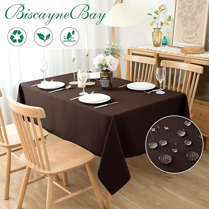 Biscaynebay Textured Fabric Tablecloths 90x156 Inches Rectangular, Wedding and - Image 2
