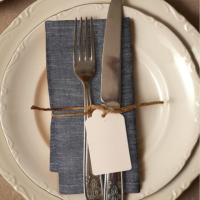 Urban Villa Dinner Napkins Black White Chambray Cloth Napkins Oversized 20x20 - Image 8