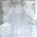 10ftx12ft Wrinkle Free White Backdrop Curtain, 8 Panels 12FT Height White by LeegleriTableSkirt
