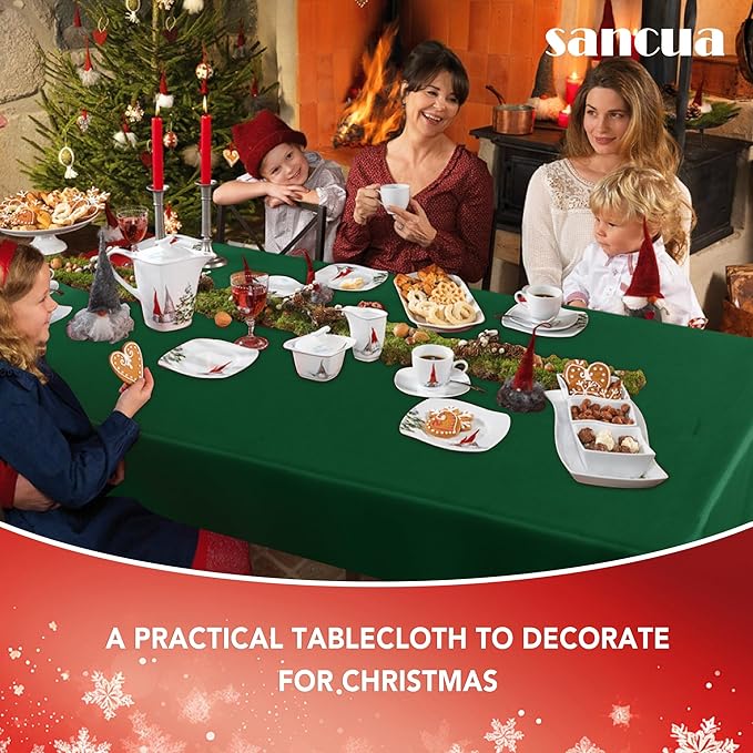 sancua 6 Pack Hunter Green Tablecloth 60 x 102 Inch, Rectangle 6 Feet Table - Image 3