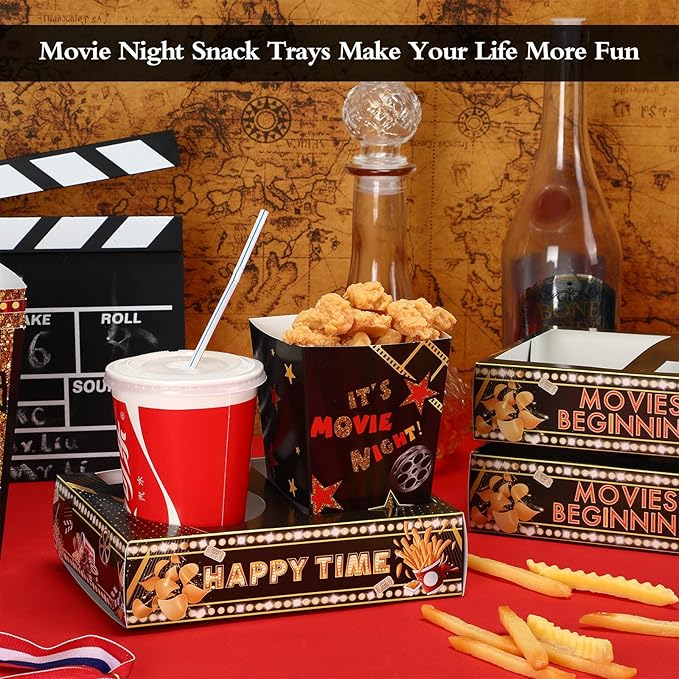 Faccito 36 Pcs Movie Night Snack Trays Movie Theater Snack Boxes Night Supply - Image 4