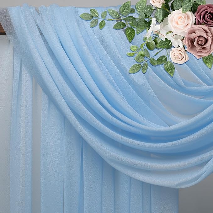 Wedding Arch Draping Fabric 2 Panels 28.7" x 20FT Baby Blue Sheer Chiffon - Image 4