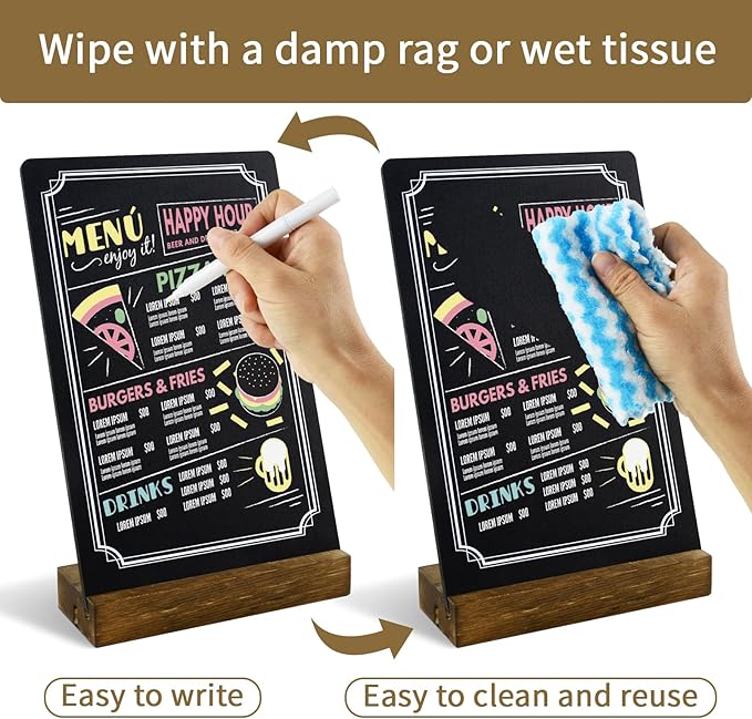 Small Chalkboard Sign with Stand, 8x5'' Table Top Double-Sided Mini Board With - Image 4