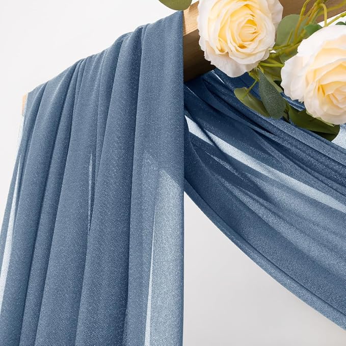MLMC Dusty Blue Wedding Arch Draping Fabric 2 Panels 29" x 20 FT Extra Long - Image 2
