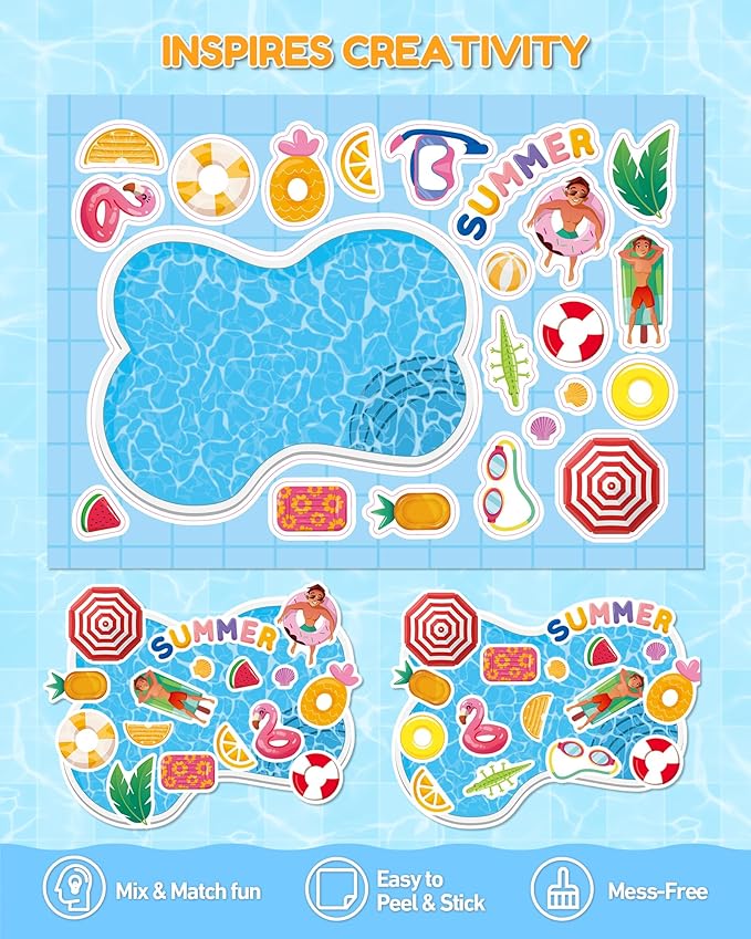 Aowplc 32 Sheets Make‑a‑Pool Stickers - Image 3