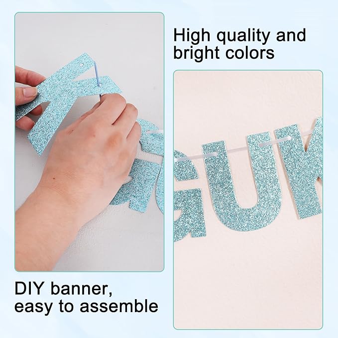 BEISHIDA 116 PCS Glitter Baby Blue DIY Letter Banner Kit Make Your Own - Image 2