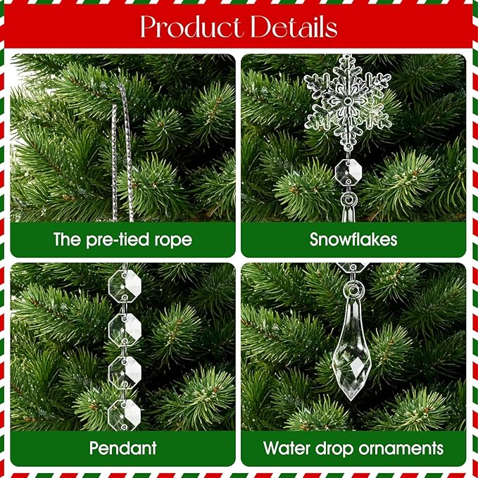 30pcs Christmas Ornaments Set for Tree- Hanging Acrylic Crystal Snowflake - Image 6