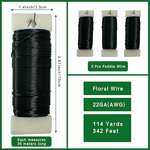 Green Floral Wire 3 Pack 114 Yards 22 Gauge Flexible Paddle Craft Wire - Image 2
