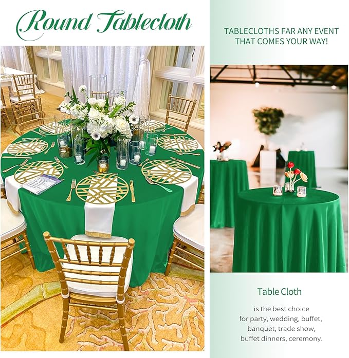 10 Pack Green Round Tablecloths - Image 6
