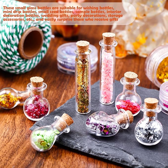 Patelai 50 Pcs Mini Glass Bottles Jars - Image 6