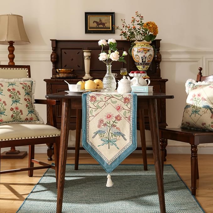 patdrea Designer French Elegant Wild Flowers Velvet Table Runner 71 Inch Long - Image 6