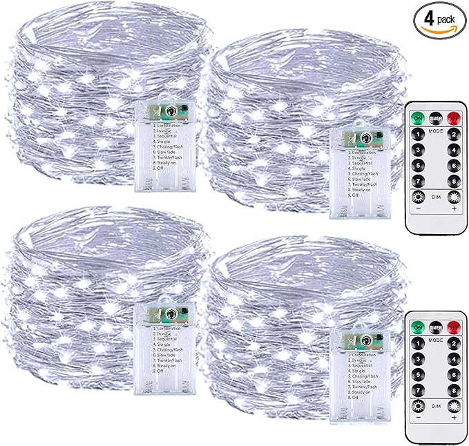 4 Pack 60LED Battery Operated Fairy Lights by BOSSERN