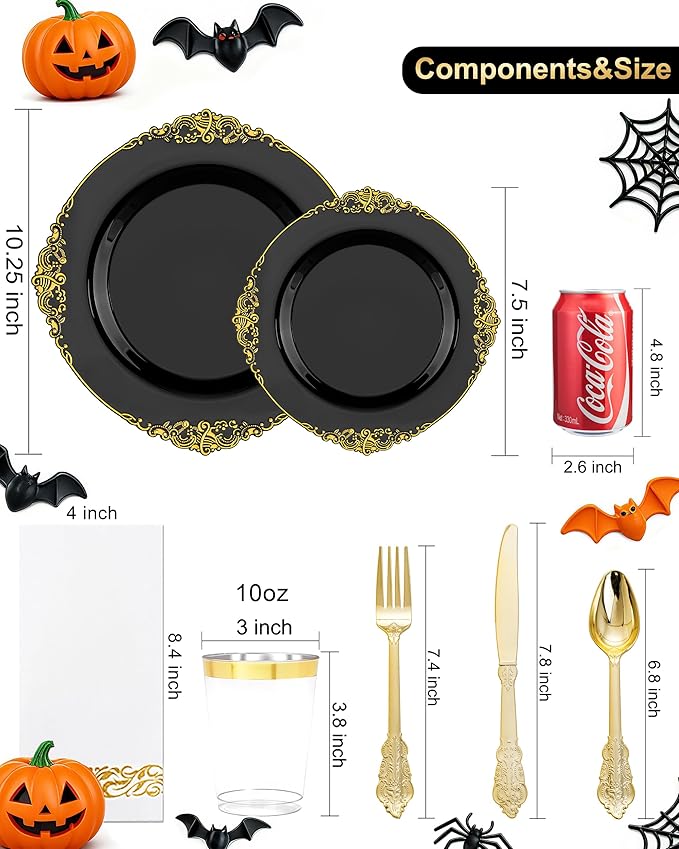 Nervure 350PCS Black Plastic Plates - Image 3