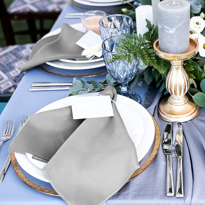 ANECO 12 Pieces Satin Napkins Soft Dinner Napkins Square Table Napkins 17 x 17 - Image 5