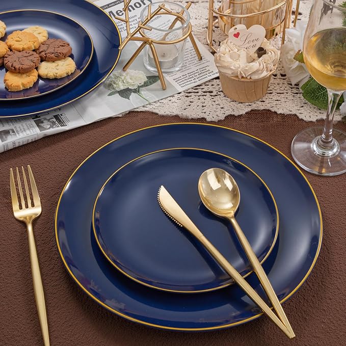 bUCLA 200PCS Blue Plastic Plates - Image 5