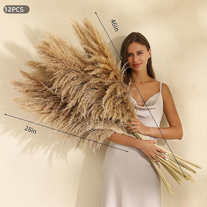 12 Stems 46 inch Tall Pampas Grass Decor - Image 2