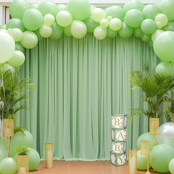 10x10ft Olive Green Tulle Backdrop Curtain - Image 2