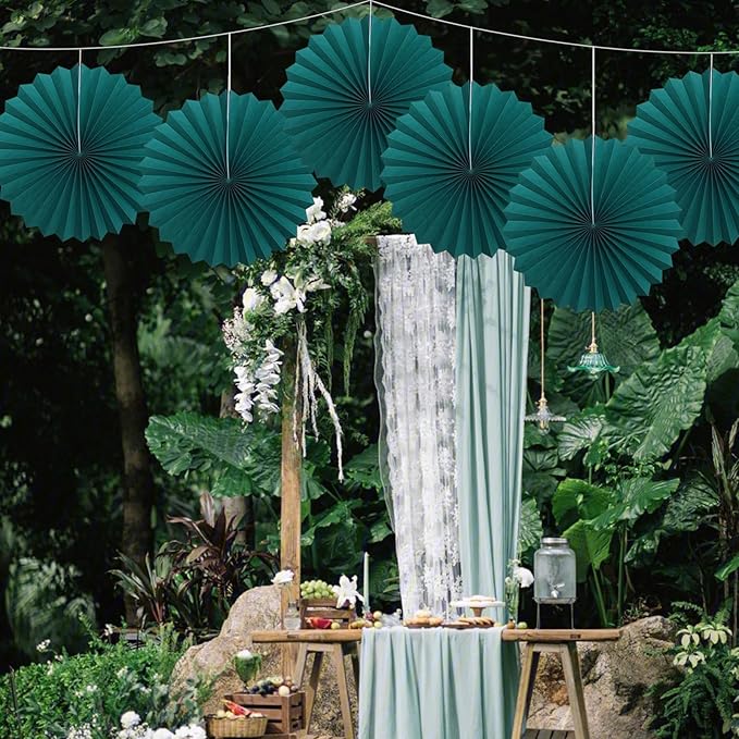 Green Birthday Decorations, DIY Green Paper Fans Hanging Decoration, Party - Image 7