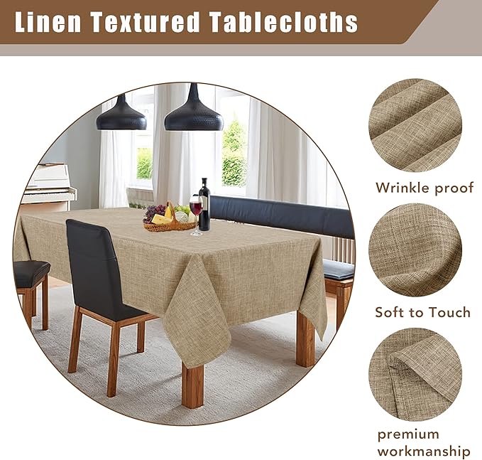 Fitable Faux Linen Rectangle Tablecloth 60 x 84 Inch - Image 3
