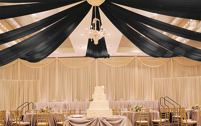 6 Panels Black Ceiling Drapes for Wedding 5ftx15ft Ceiling Drapes Wedding Arch - Image 7