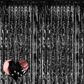 4 Pack Black Fringe Curtain Backdrop, 3.2Ft x 6.6Ft Metallic Tinsel Foil Fringe by Mebiornt