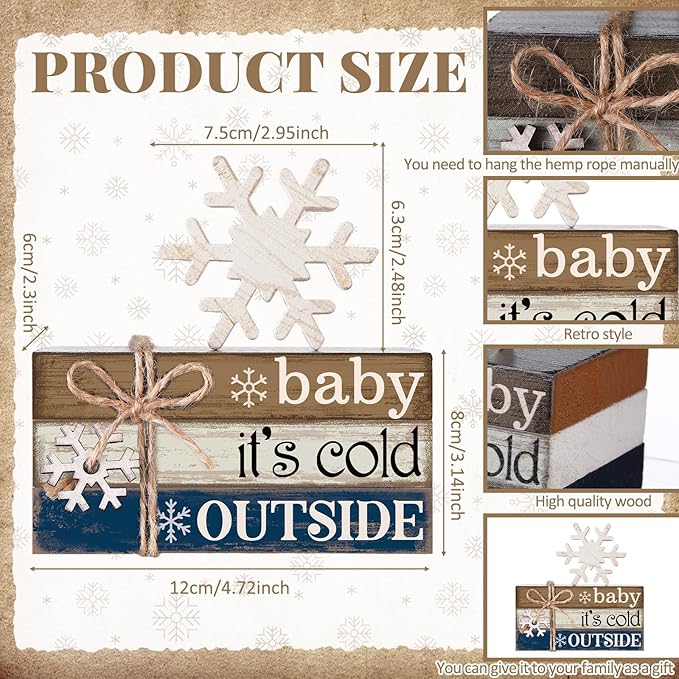 4 Pcs Winter Christmas Decor Winter Table Decorations Christmas Tiered Tray - Image 4