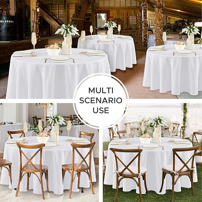 Fitable 8 Pack Round Tablecloths: Stain Resistant Wrinkle Free Circle Table - Image 5