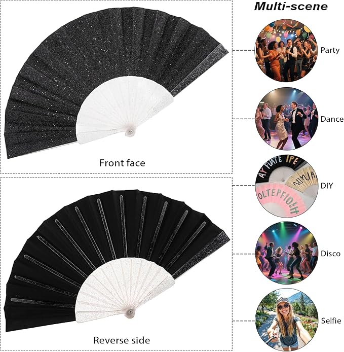 12 Pack Handheld Fan, Folding Hand Glitter fan - Image 6