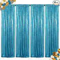 ShinyBeauty Sequin Backdrop Curtains 4 Panels Aqua 2FTx8FT Sequin Fabric Photo by ShinyBeauty