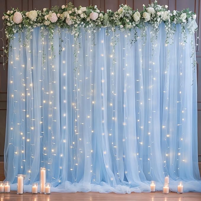 10x10ft Baby Blue Tulle Backdrop Curtain - Image 3