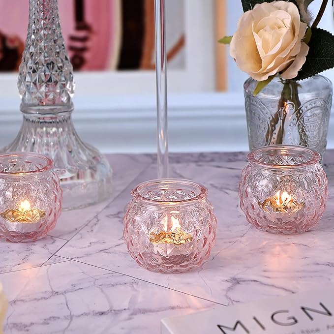 DARJEN 48Pcs Pink Votive Candle Holders- Round Candle Holders Bulk - Image 5