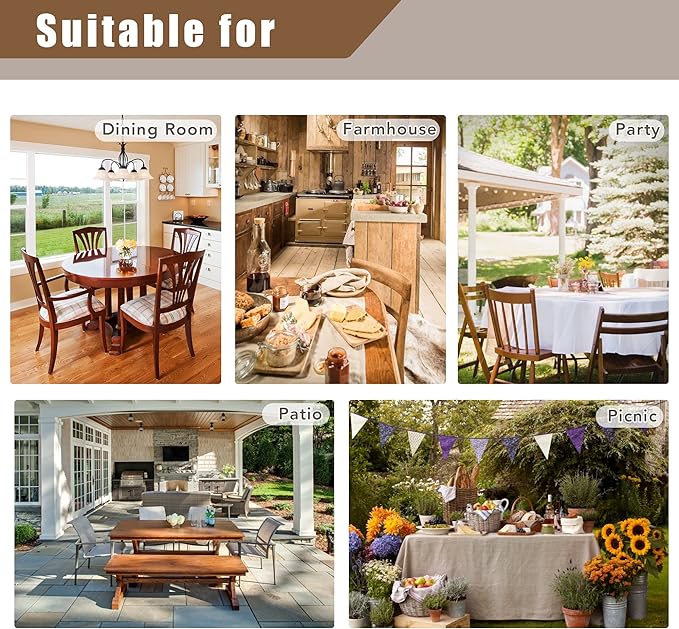 Fitable Beige Faux Linen Tablecloth 54 x 78 Inch - Image 4