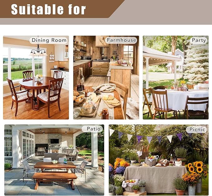 Fitable Faux Linen Tablecloth Rectangle 60 x 102 Inch - Image 4