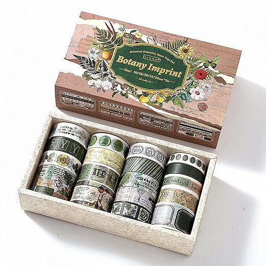 18 Rolls Botanical washi Tape Set by Augurosellspaperstationeryandscrapbookingsupplies