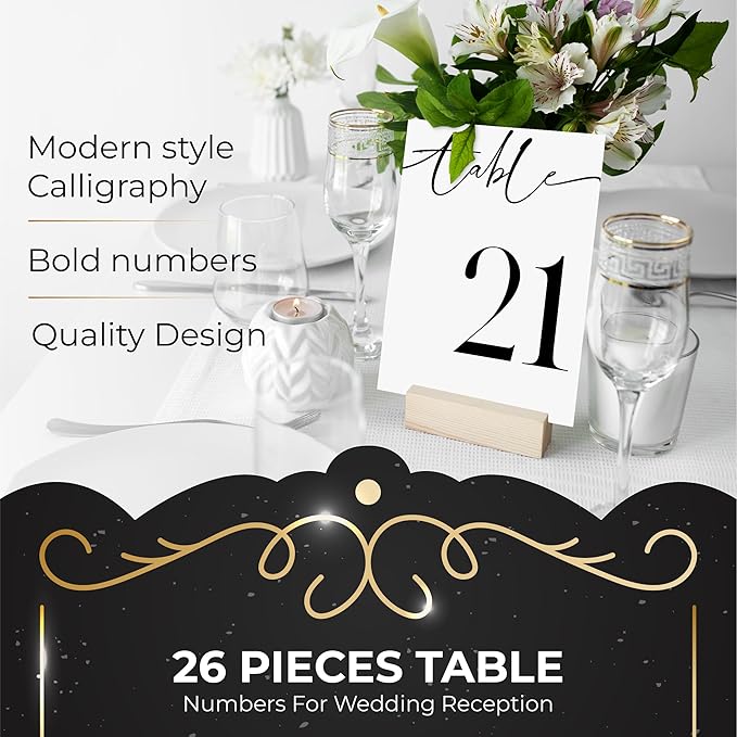 26 Pieces Table Numbers for Wedding Reception, Table Number 1-25 - Image 3