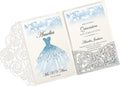 DORIS HOME 50pcs Laser Cut Quinceanera Invitations Silver Glitter, 4.7x7.1 by DorisHome